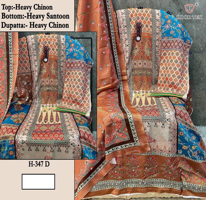 Hoor Tex H 347 Chinon Printed Wear Pakistani Salwar Suit Wholesale Price In Surat